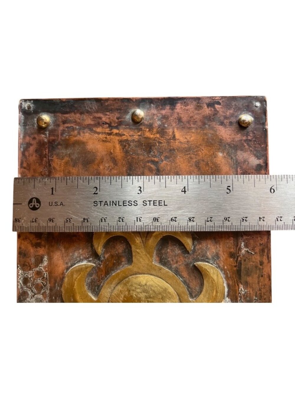 Antique Anglo-Indian Coper Clad Wood Box Brass Hardware & Handles c.1900 Patina - Picture 14 of 16